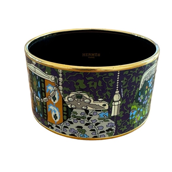 Hermes Jewelry - Hermes Bangle Bracelet - Coin Purse Printed Enamel w/ Gold Plating, Collectible